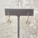 Crystal Palm Tree Little Hoop Earrings