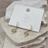 Crystal Palm Tree Little Hoop Earrings
