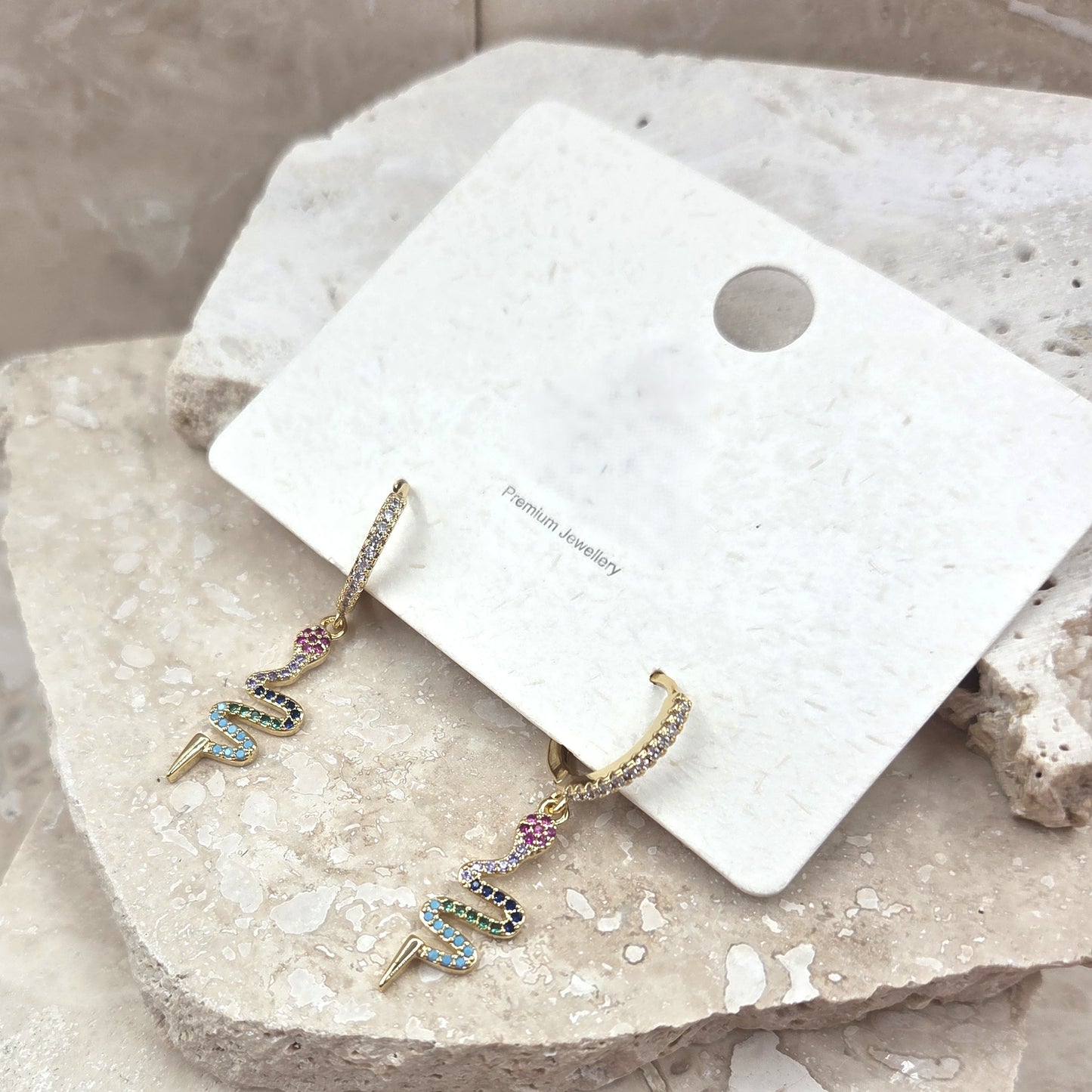 Coloured Crystal Snake Earrings