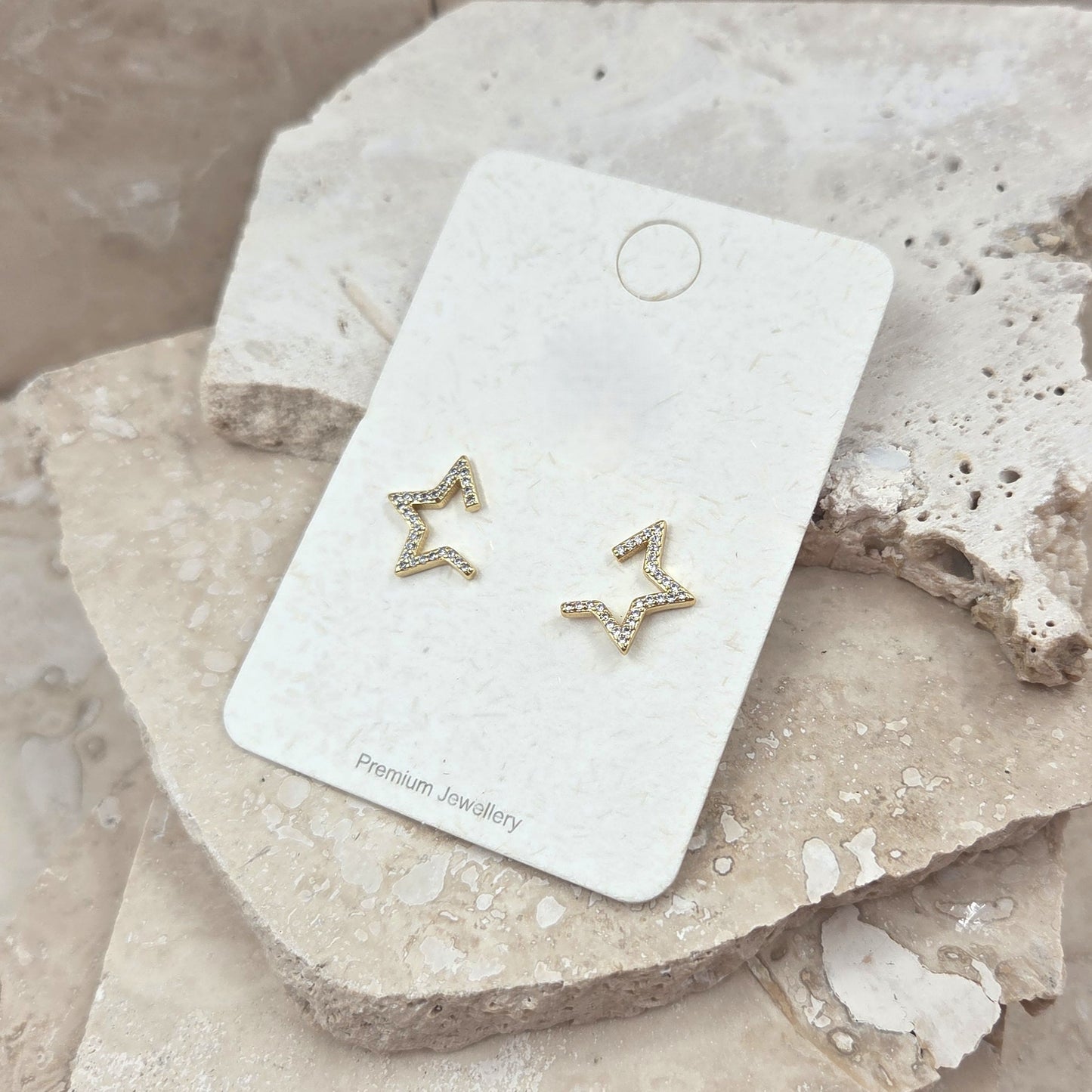 Open Star Crystal Earrings