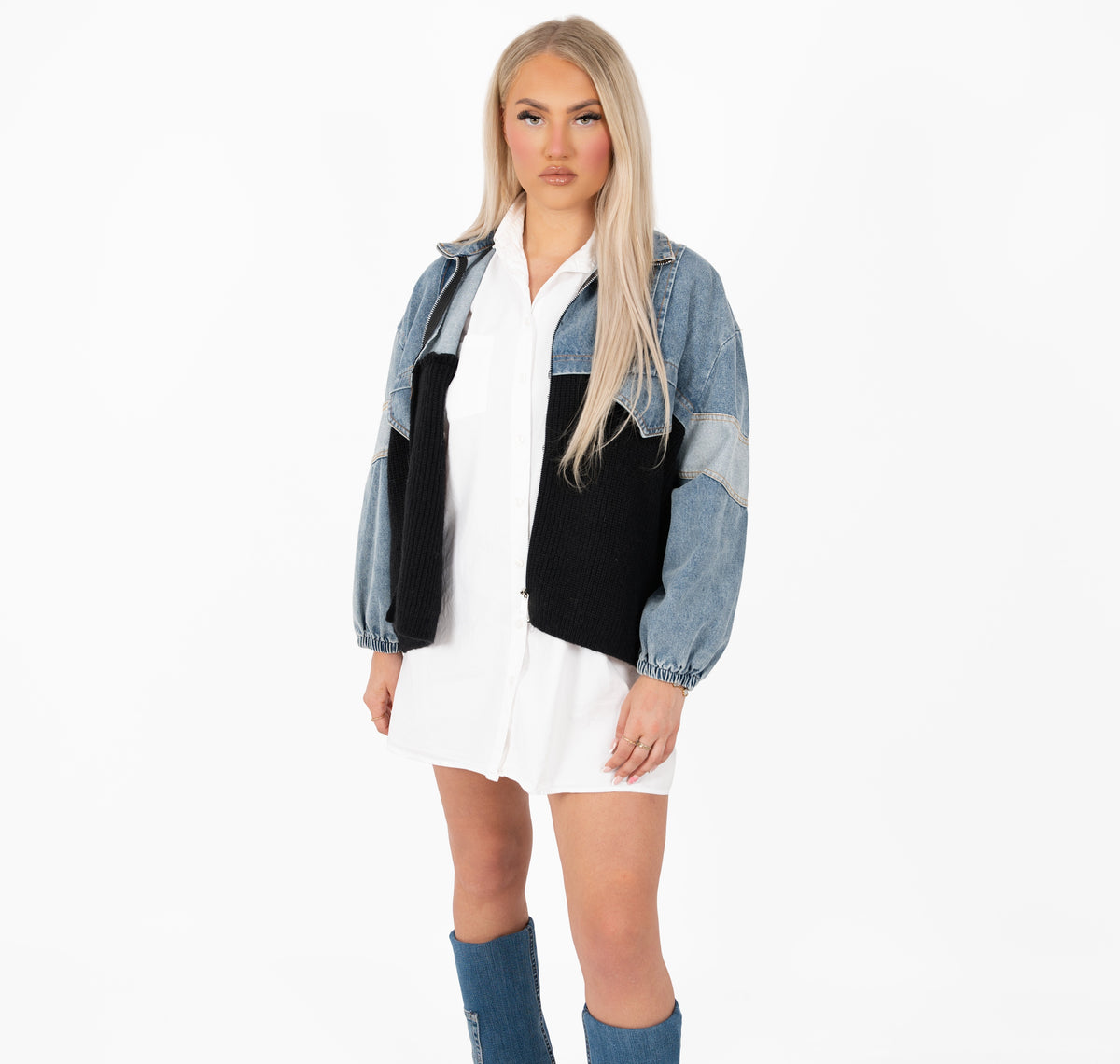 'Amora' - Denim Knit Jacket