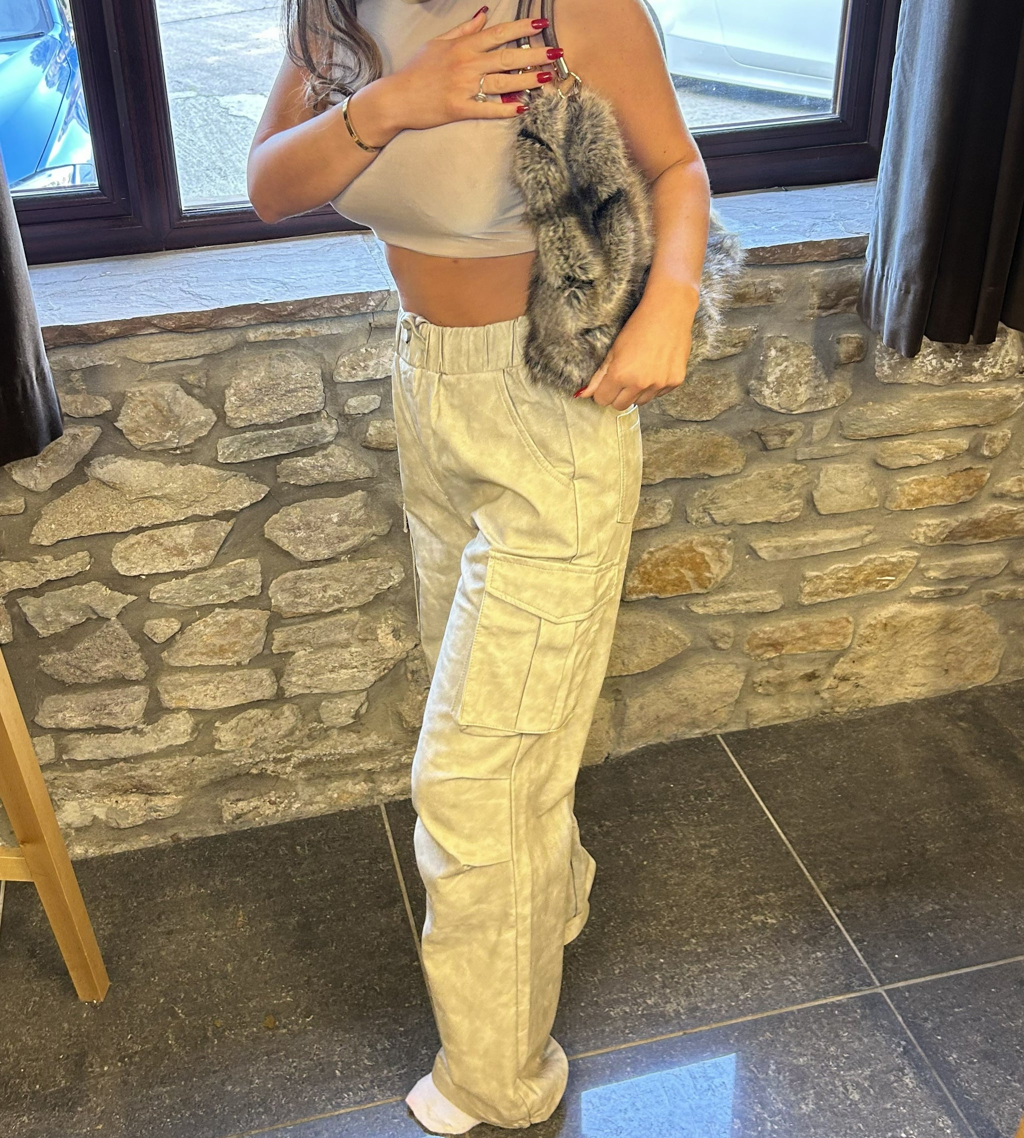 'Billie' -Acid Wash PU Cargos