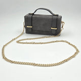 Suede Real Leather Mini Boxy Designer Inspired Clutch Bag