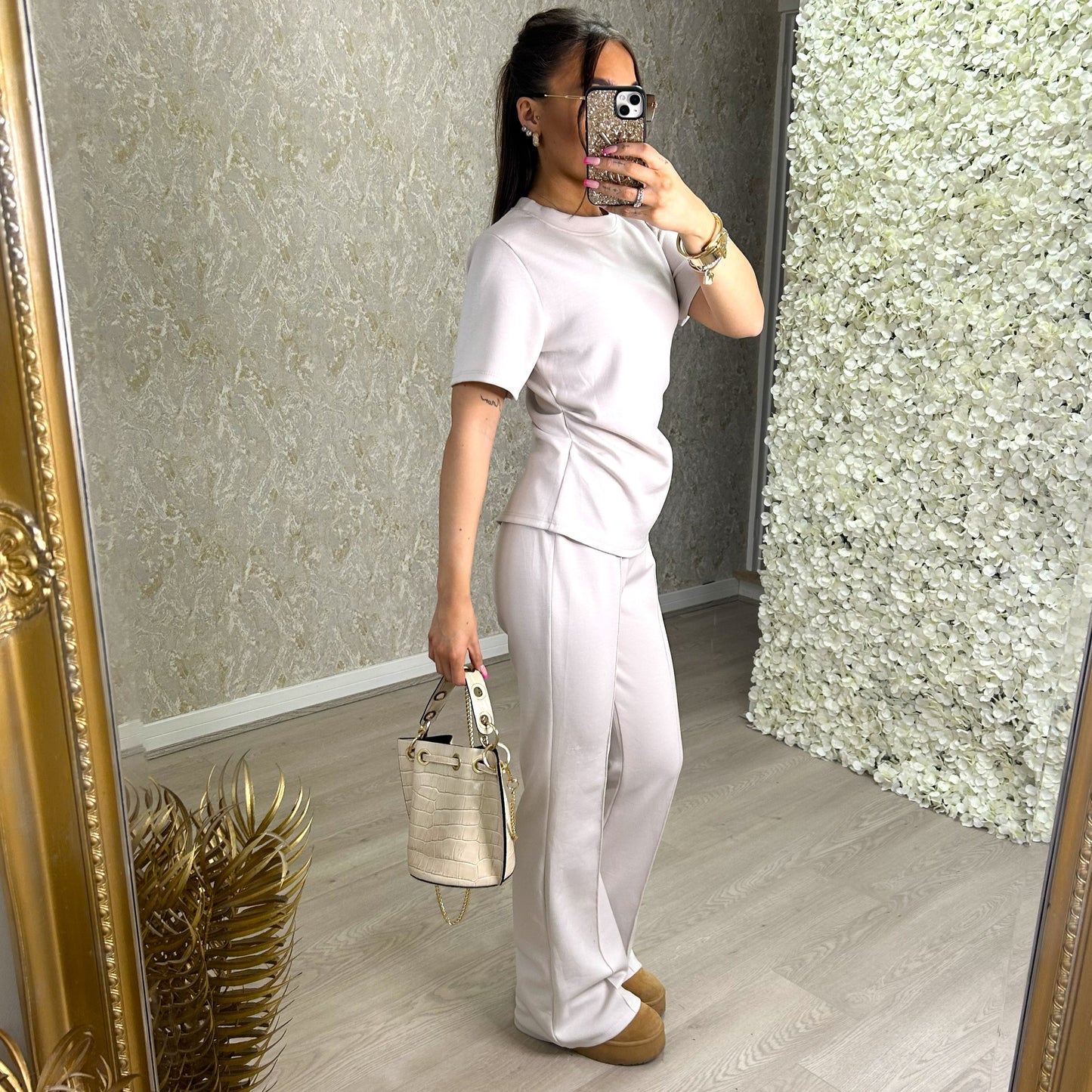 Super Soft Cinch Waist Top And Trouser Set
