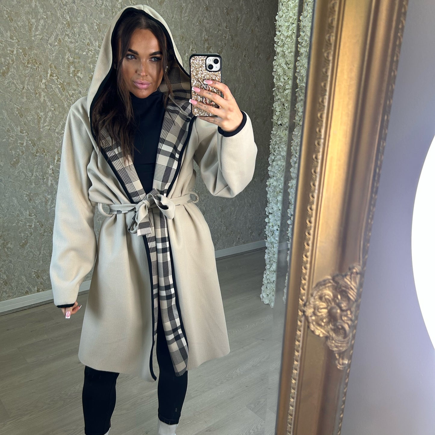 Long Jacket With Designer Inspired Check Lining