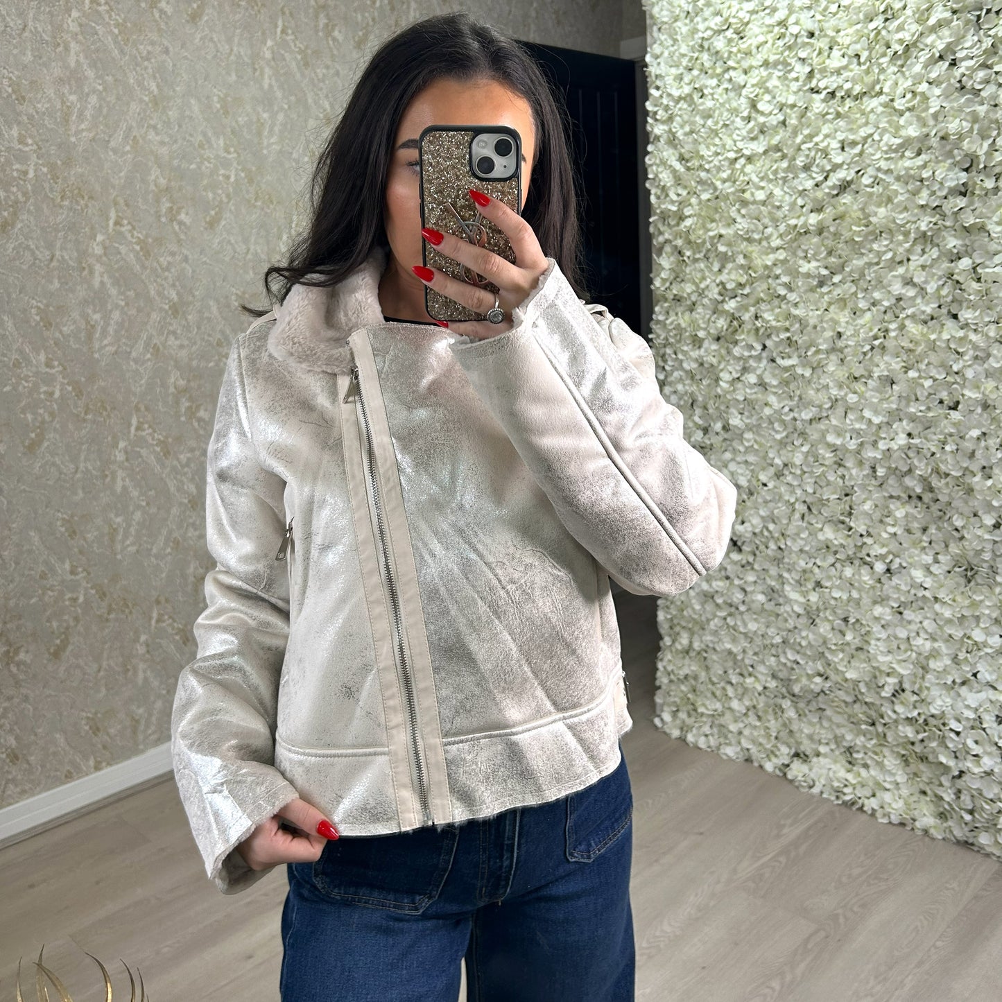 Suede Feel & Faux Fur Jacket