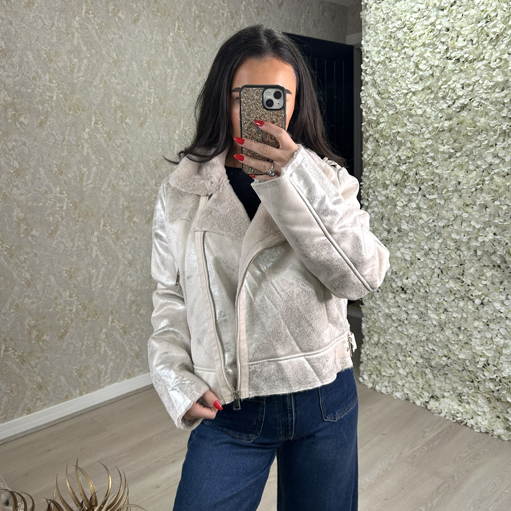 Suede Feel & Faux Fur Jacket