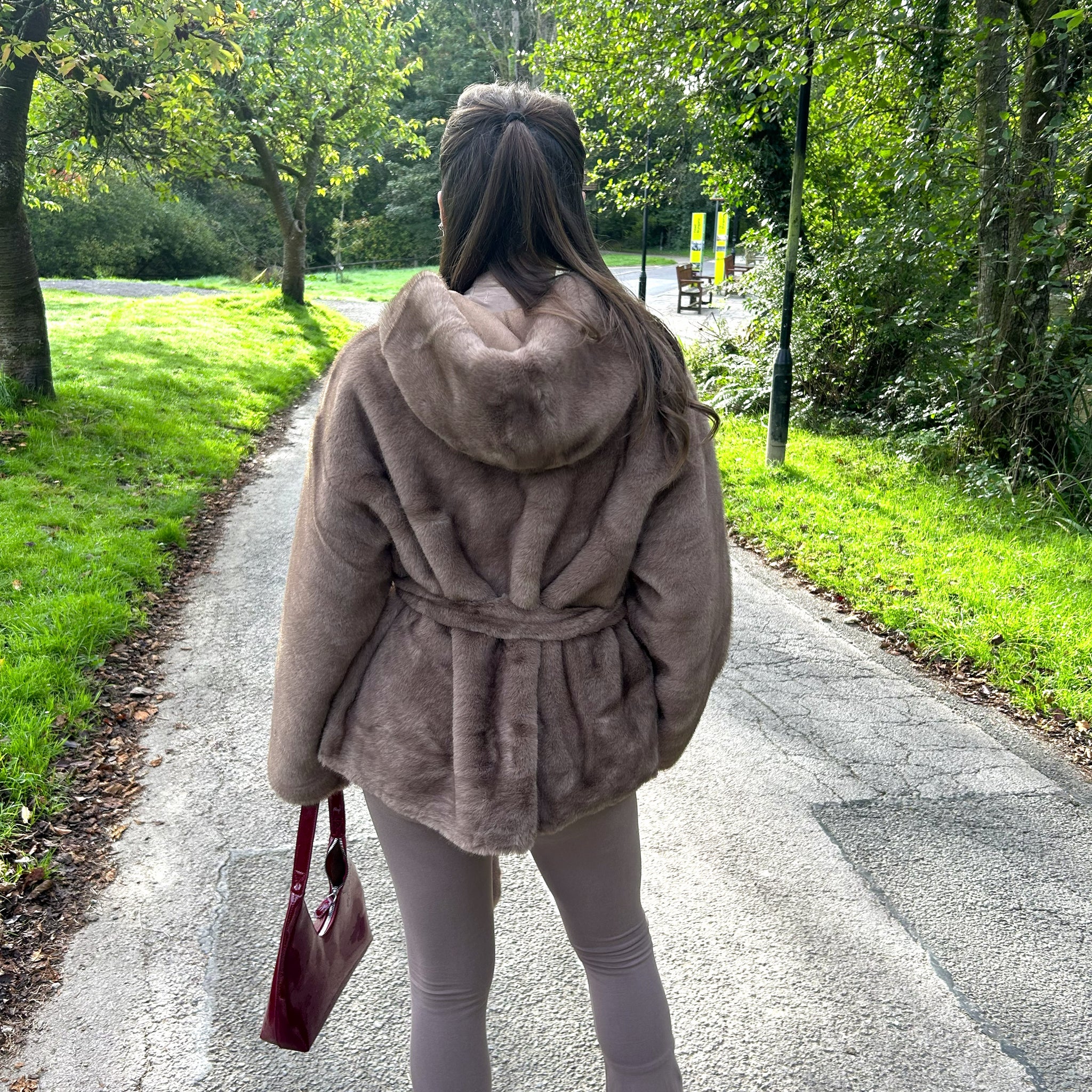 'Bianca' - Luxe Reversible Tie Waist Faux Fur Coat