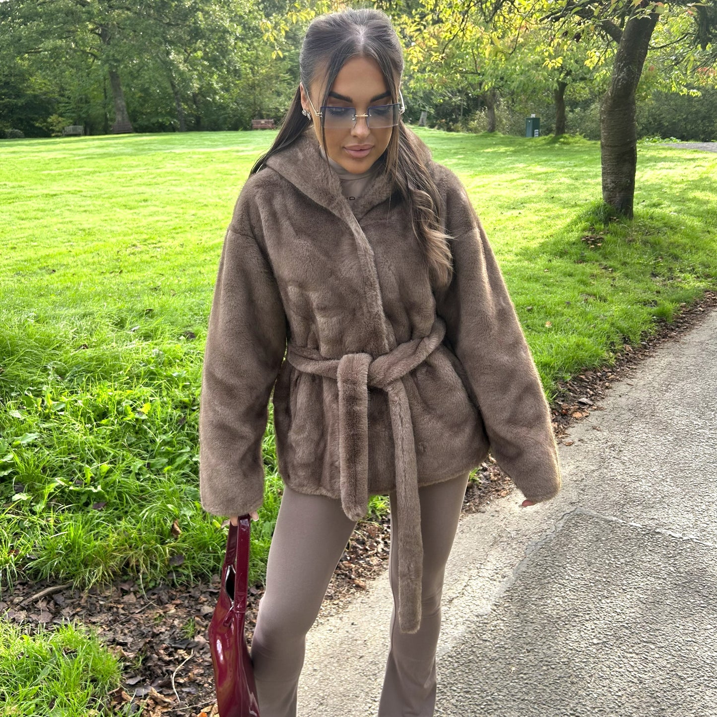 'Bianca' - Luxe Reversible Tie Waist Faux Fur Coat