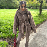 'Bianca' - Luxe Reversible Tie Waist Faux Fur Coat
