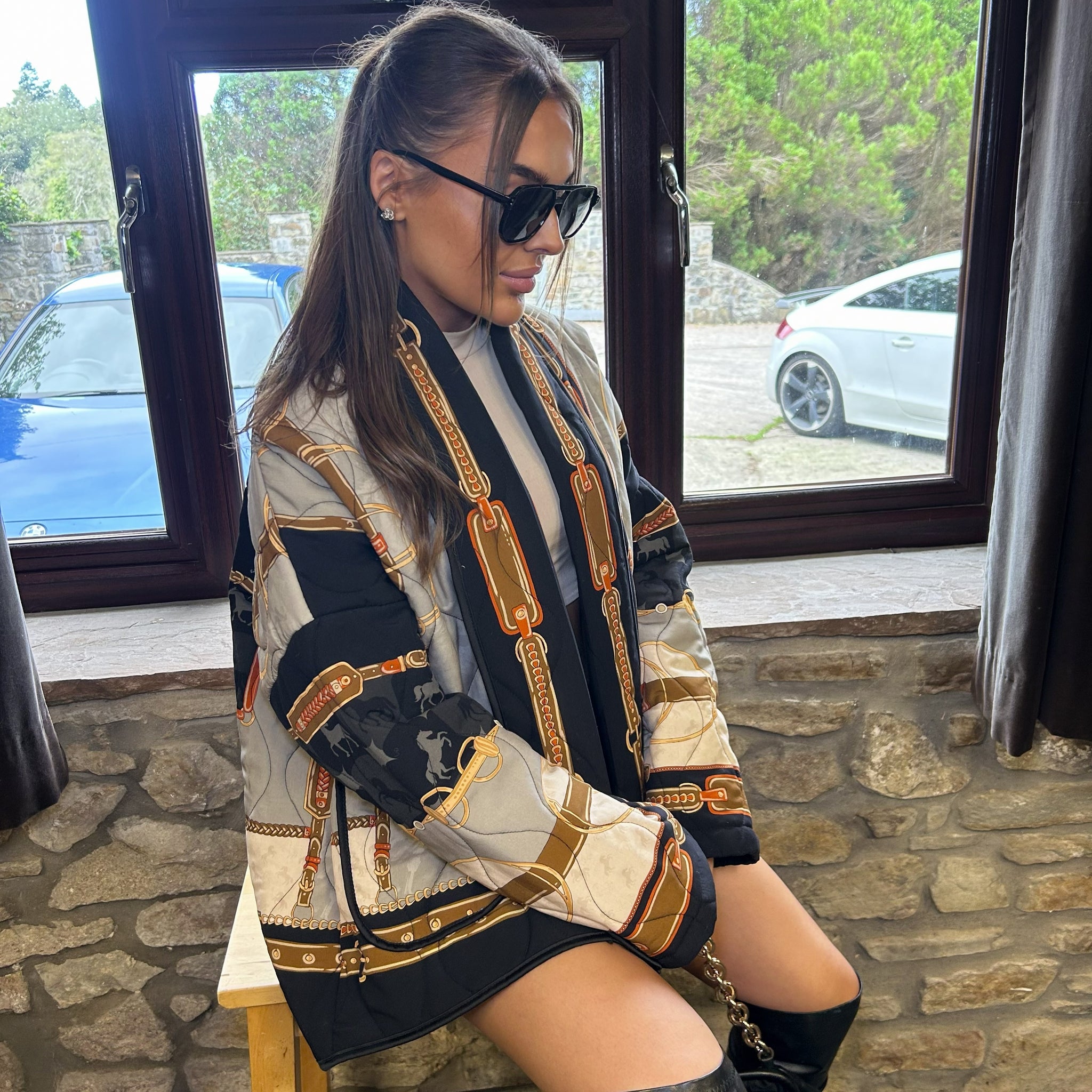 'Celine' - Luxe Chain Print Jacket