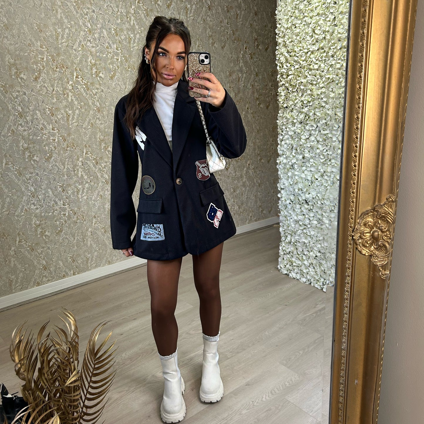 Varsity Blazer With Patch Work