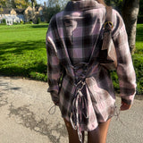 'Blair' - Tie-Back Check Shirt