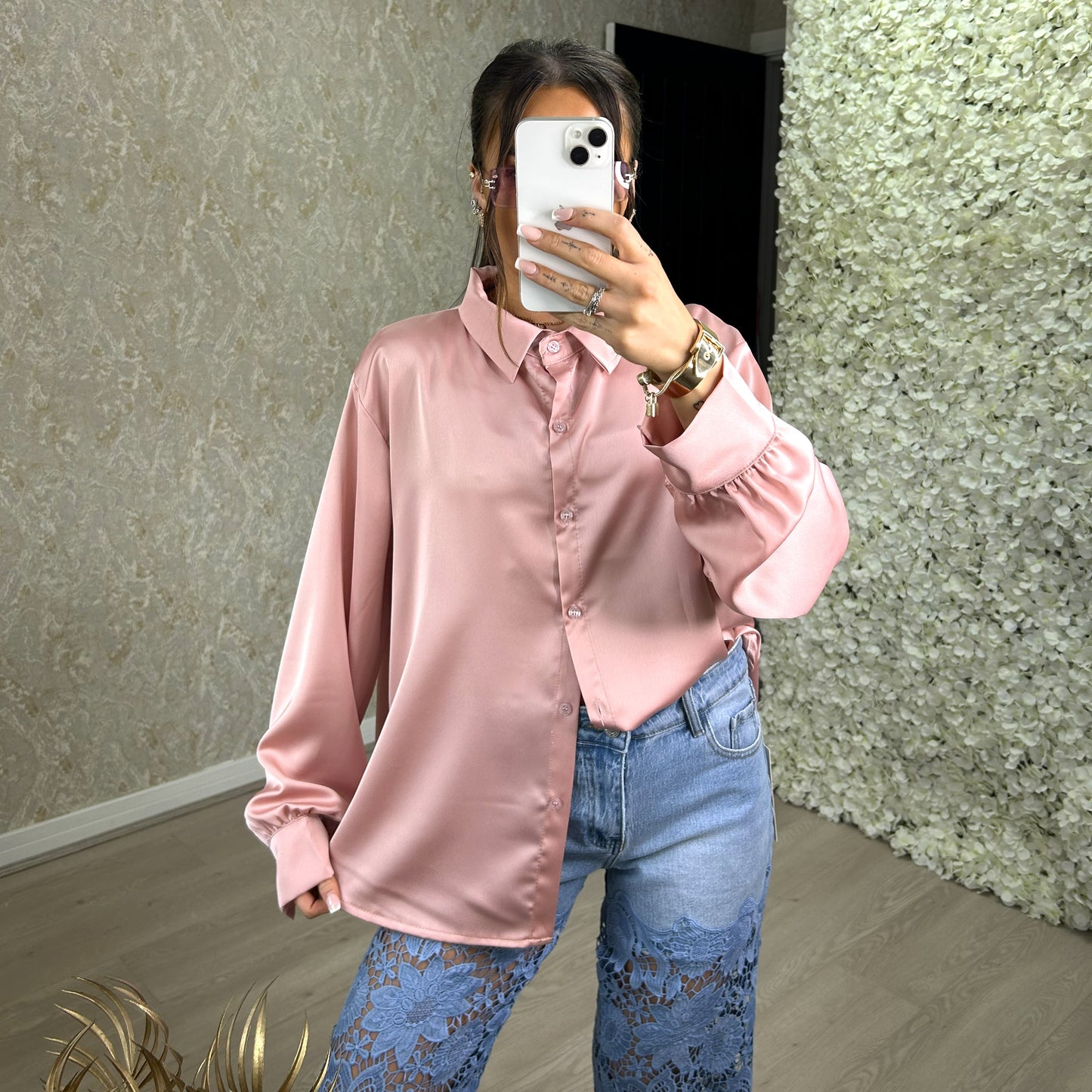 Plain Satin Look Shirt
