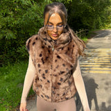 'Briony' - Luxe Faux Fur Leopard Gilet