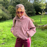 'Bonnie' - Gingham Check Funnel Neck Jacket