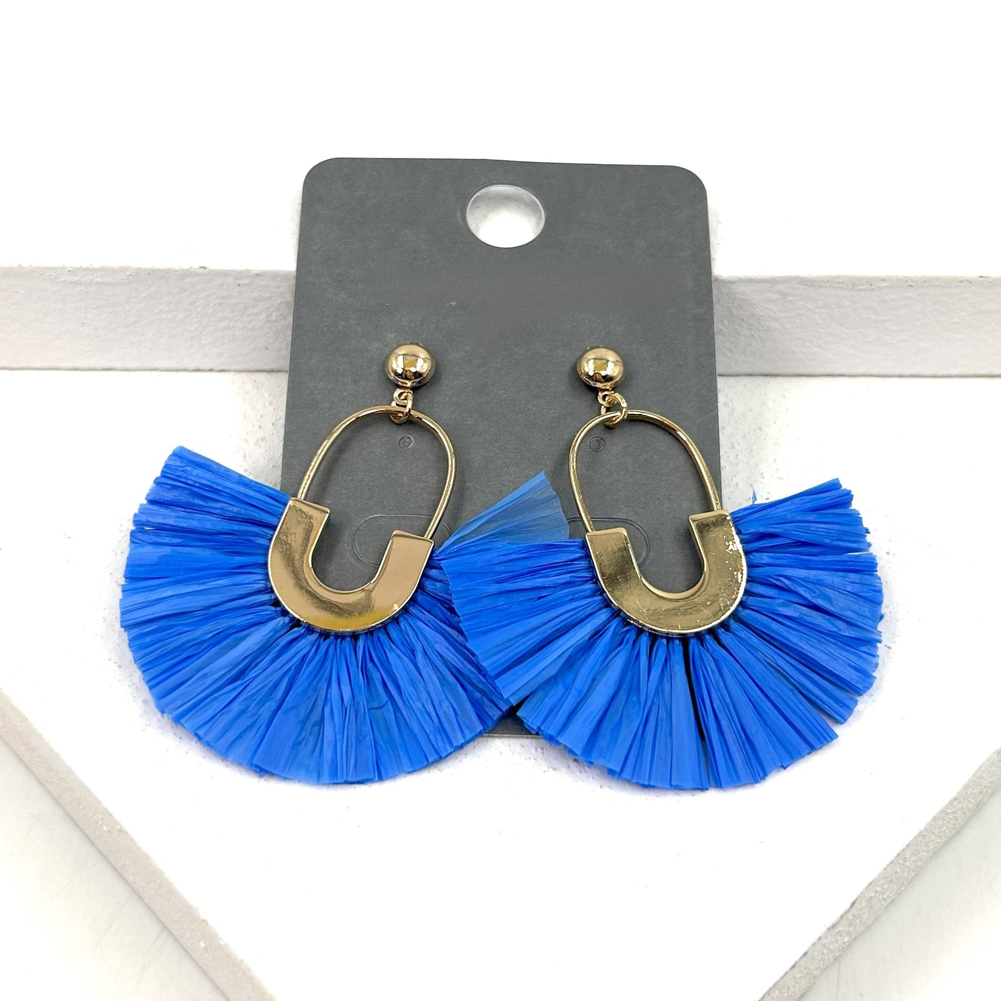 Royal Blue Fanned Raffeta Earrings