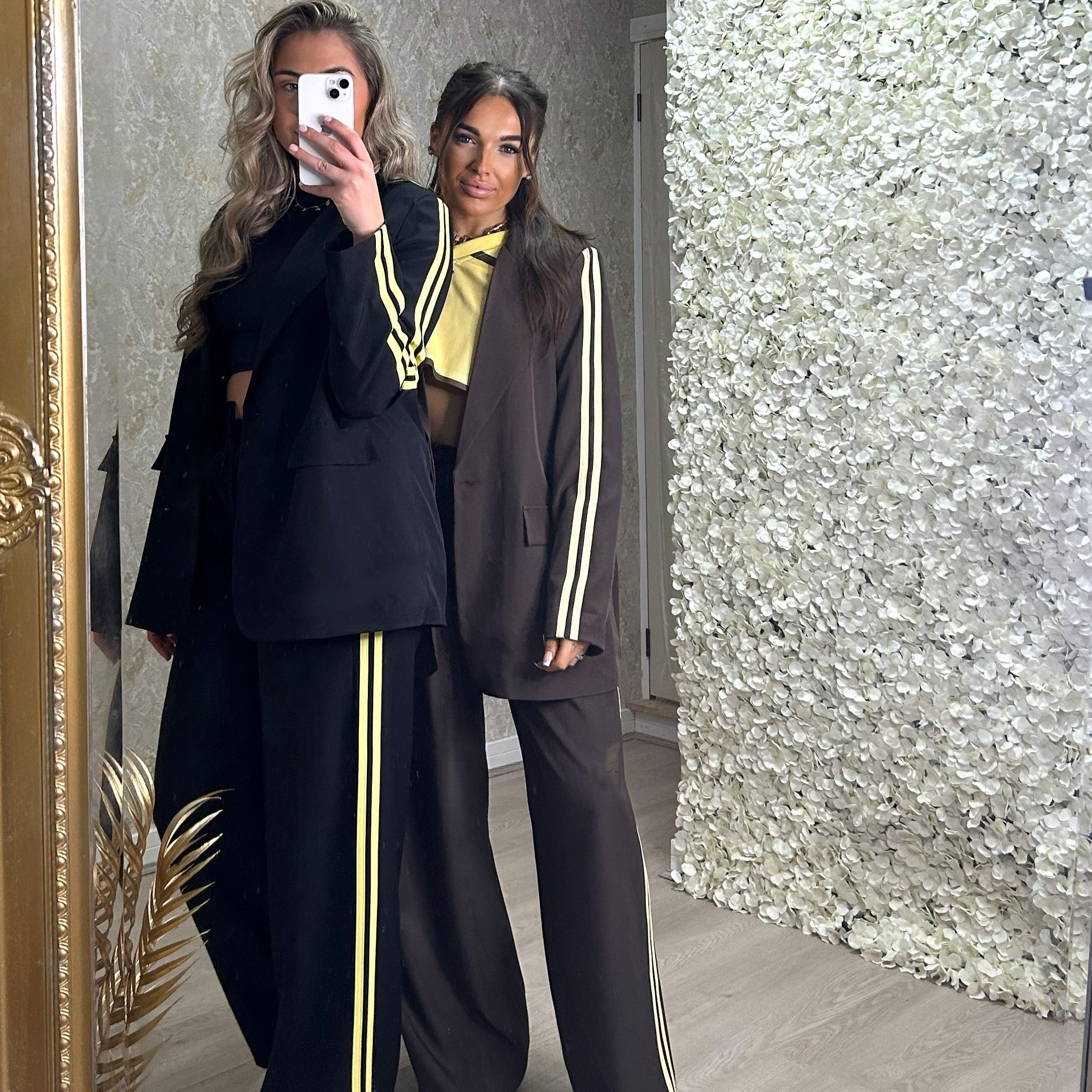 Oversized Blazer Co-Ord With Yellow Stripes