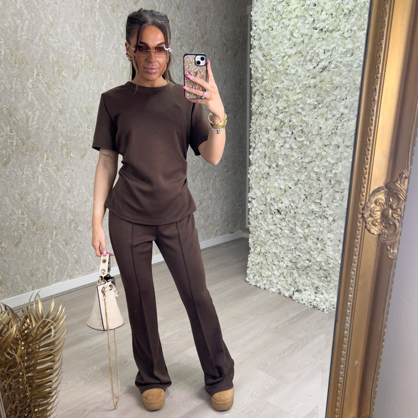 Super Soft Cinch Waist Top And Trouser Set