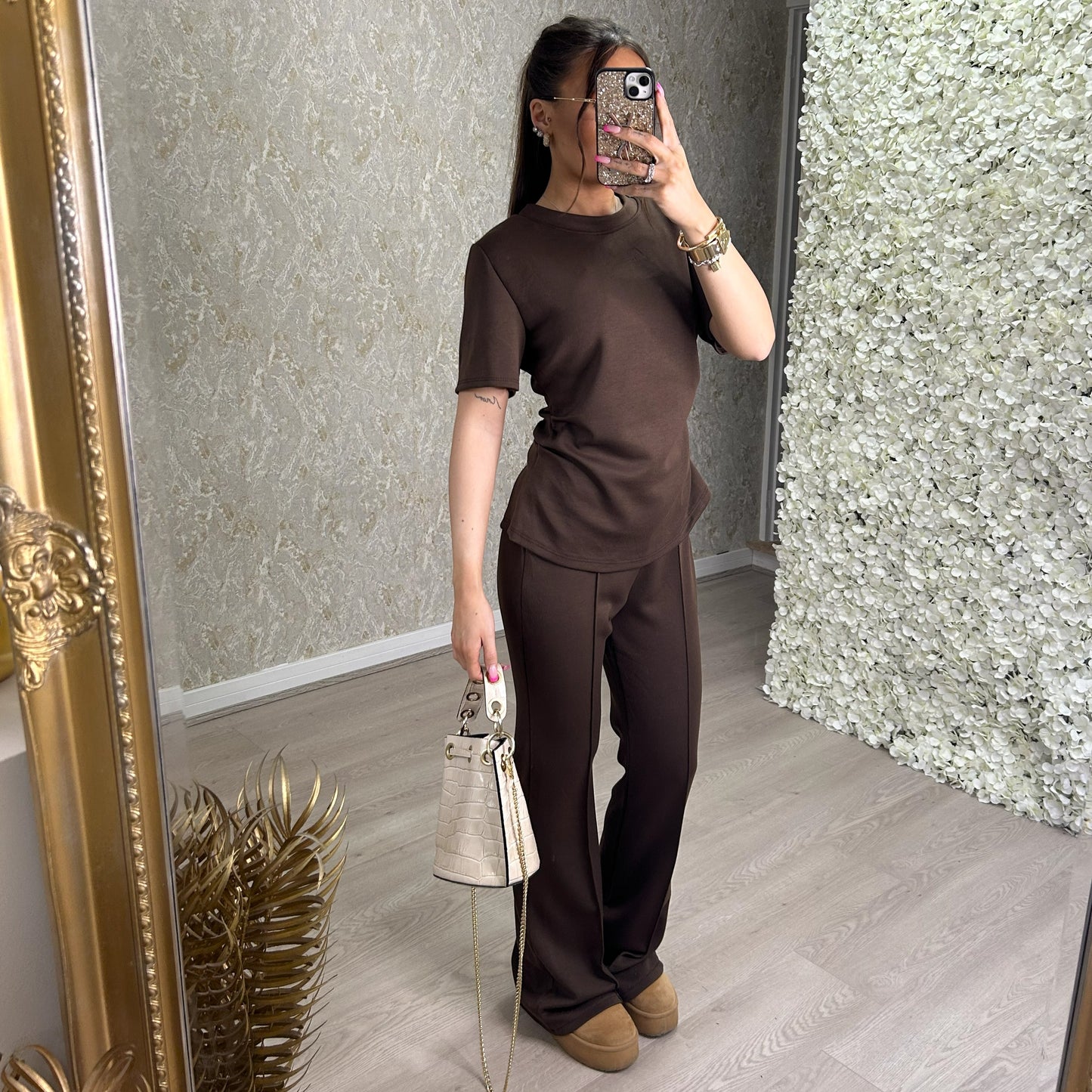 Super Soft Cinch Waist Top And Trouser Set