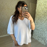 Faux Fur V-neck Top