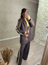 Oversized Blazer Co-Ord With Yellow Stripes