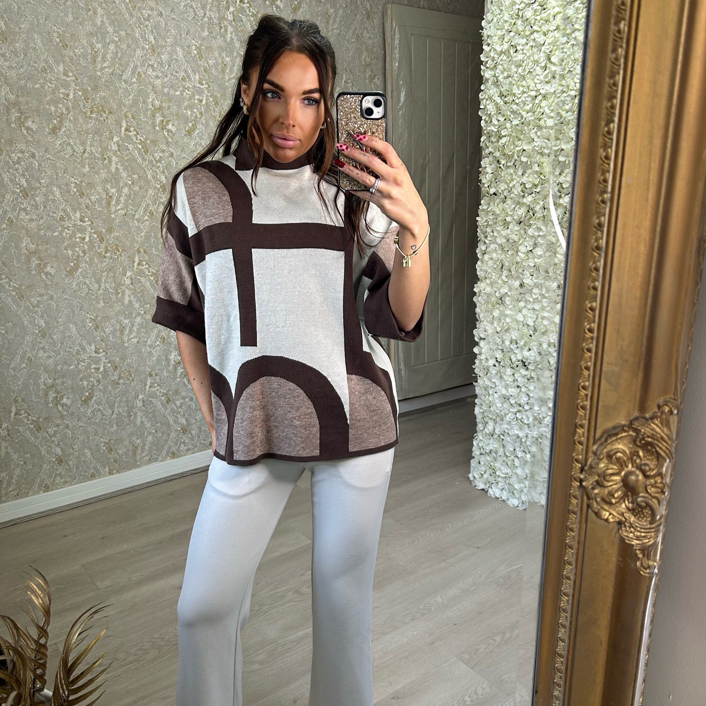 Chocolate And Cream 3/4 Sleeve Jumper