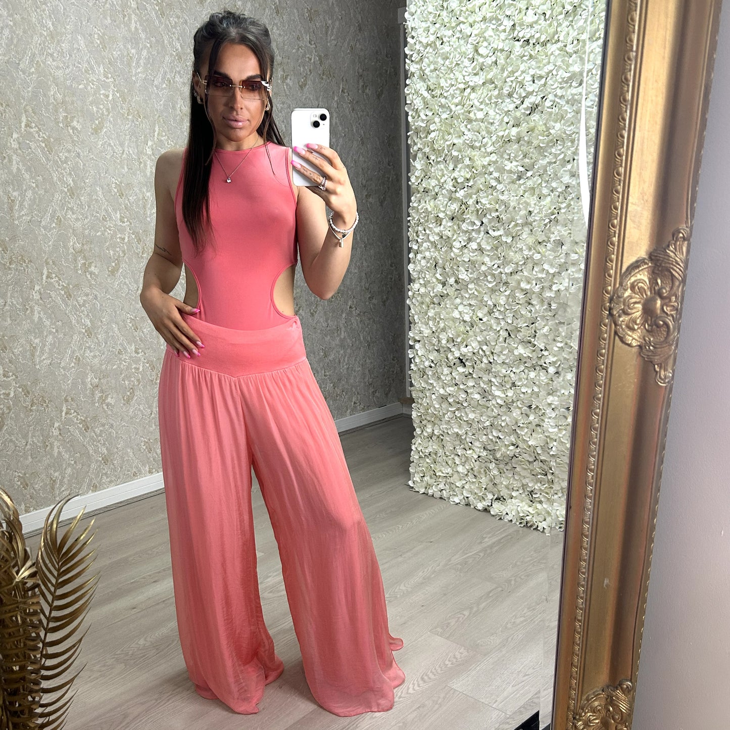 Straight Leg Silk Blend Trousers