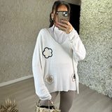 Embroidery 'Mary Quant' Style Flower Knitted Jumper Top