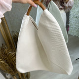 Beach Bag With Real Leather Handle