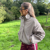 'Bonnie' - Gingham Check Funnel Neck Jacket