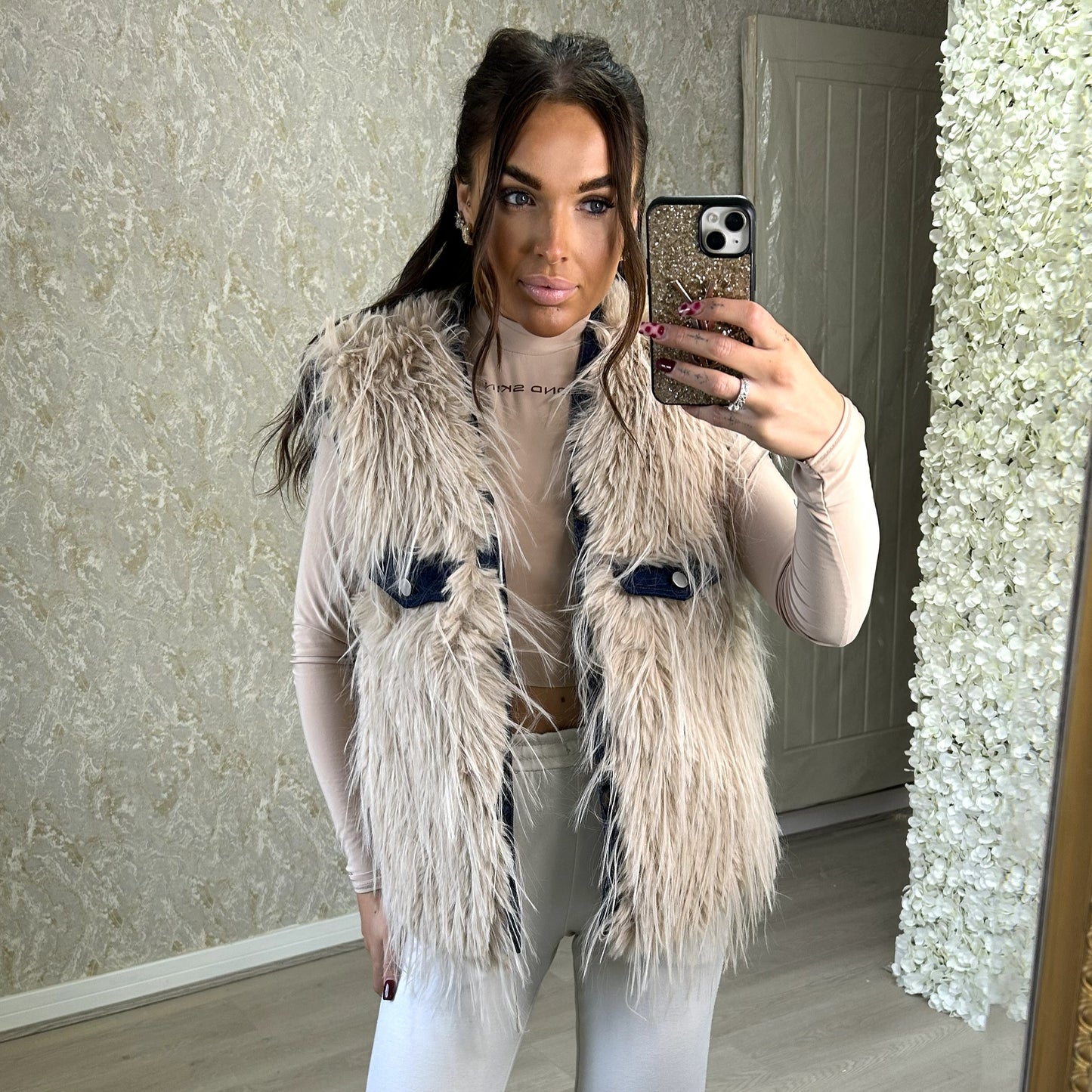 Denim Fur Gilet