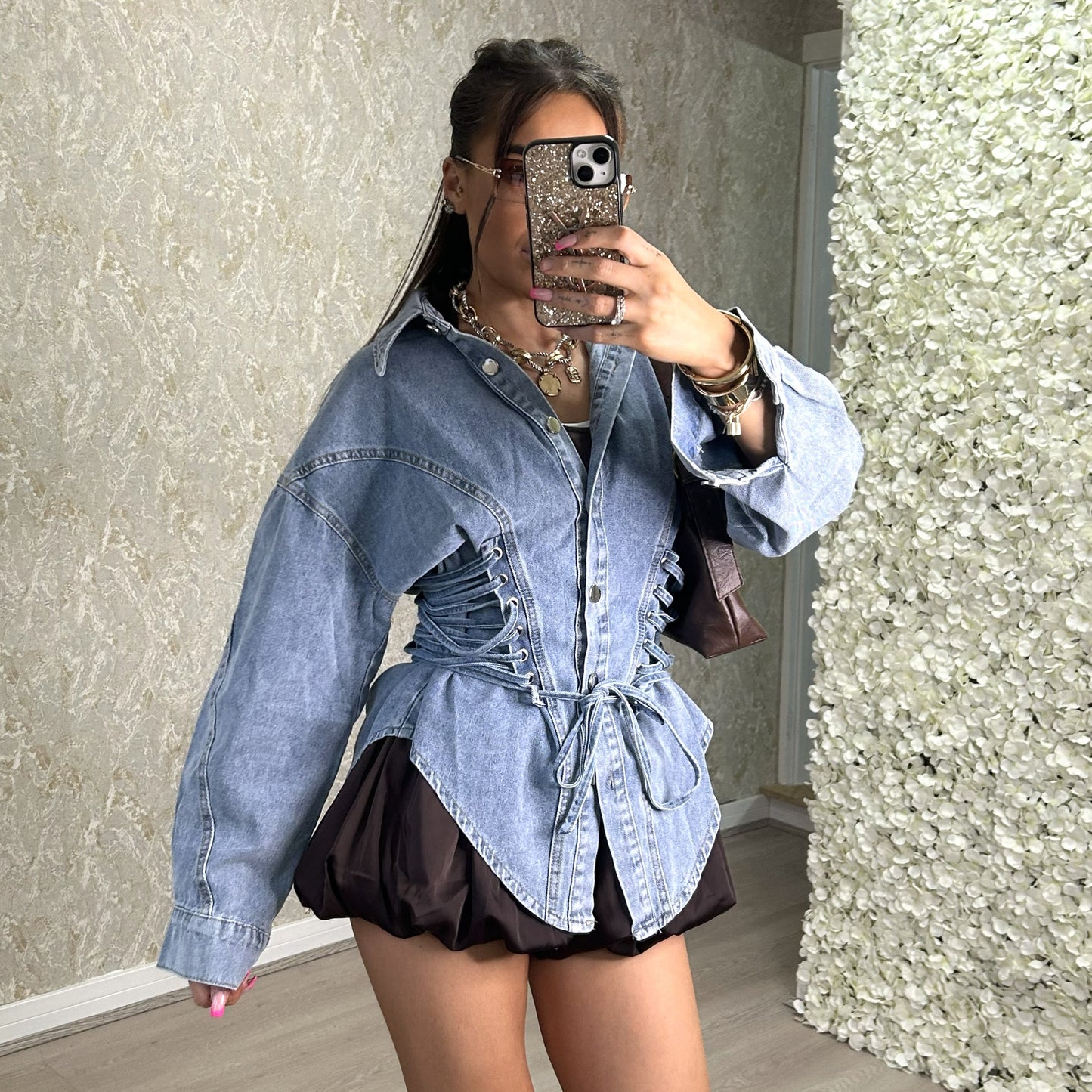 Denim Corset-Style Shirt