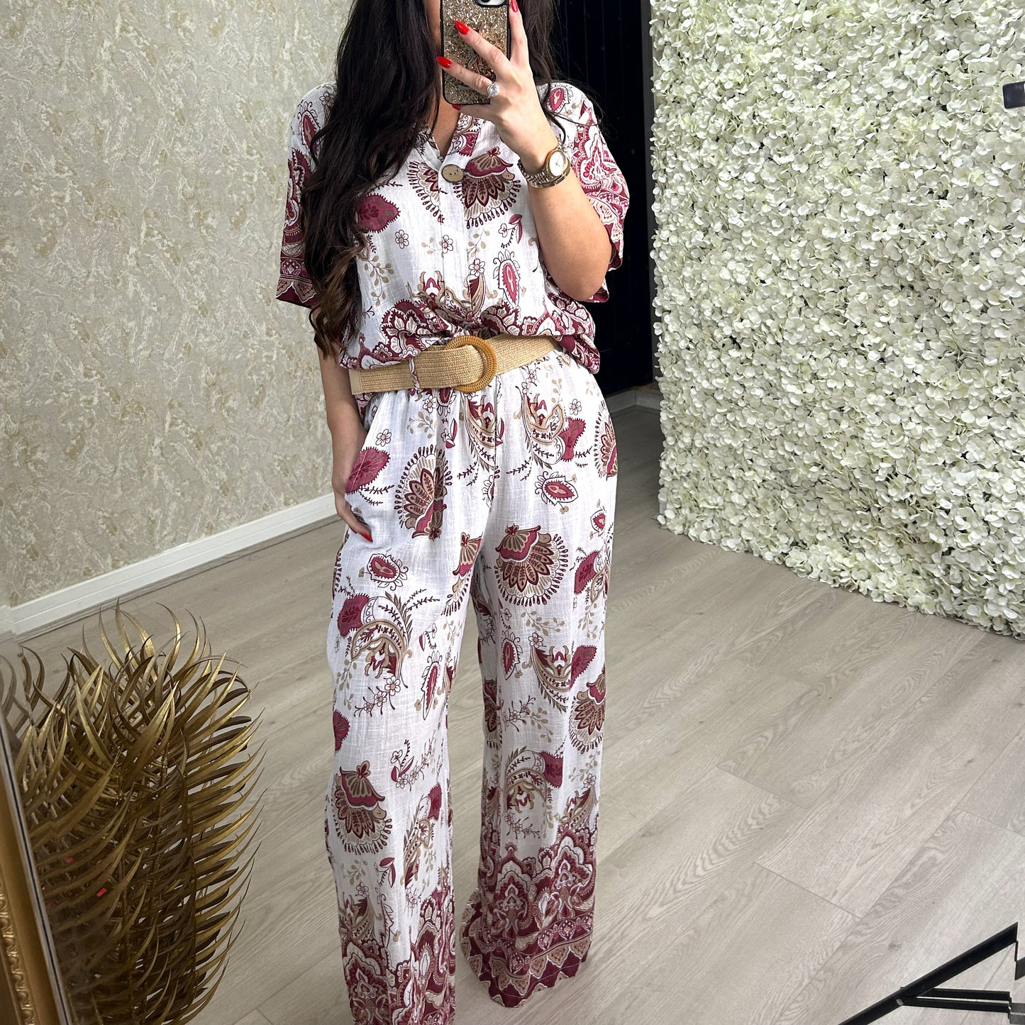 Paisley Print Co-Ord Set With Stretchy Belt