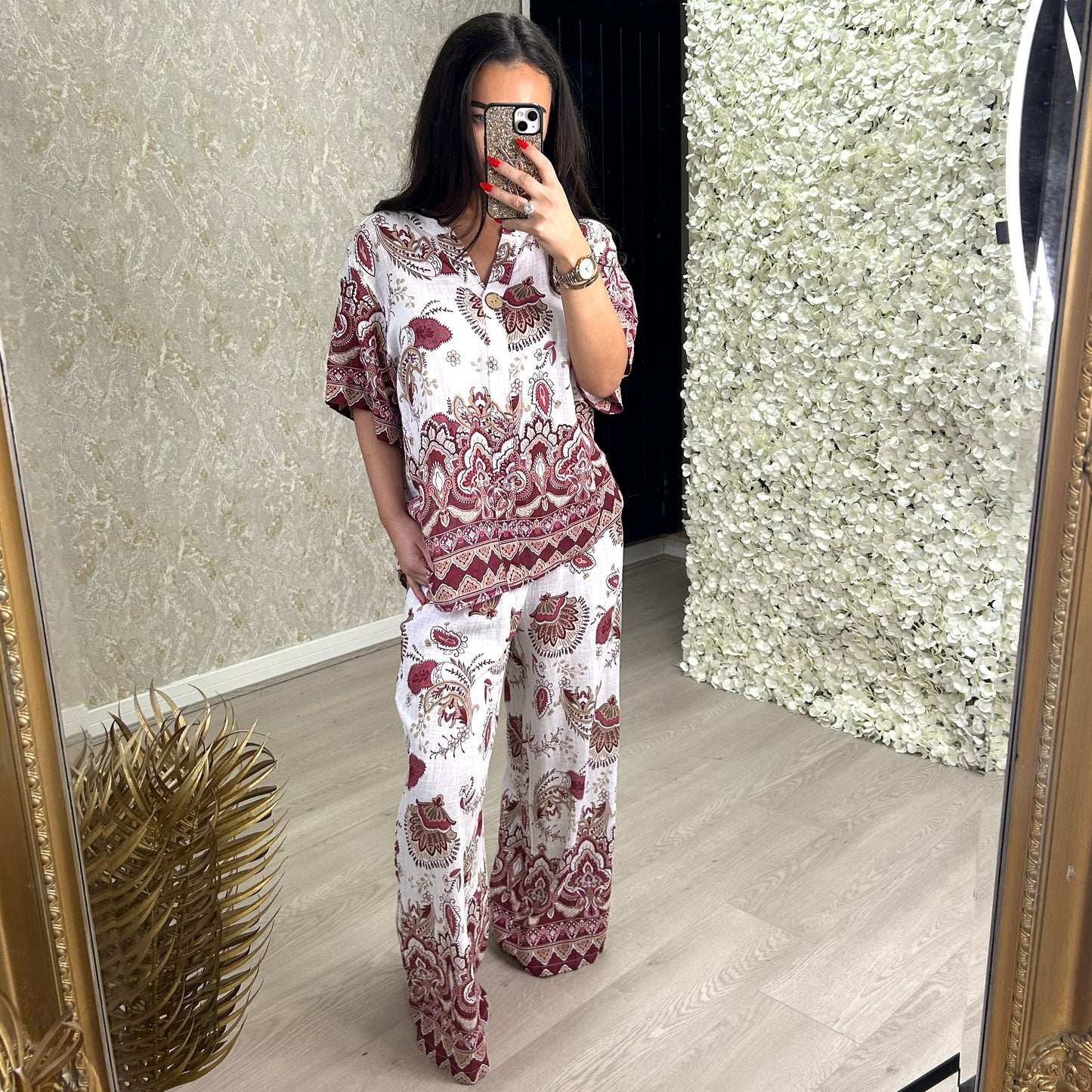 Paisley Print Co-Ord Set With Stretchy Belt