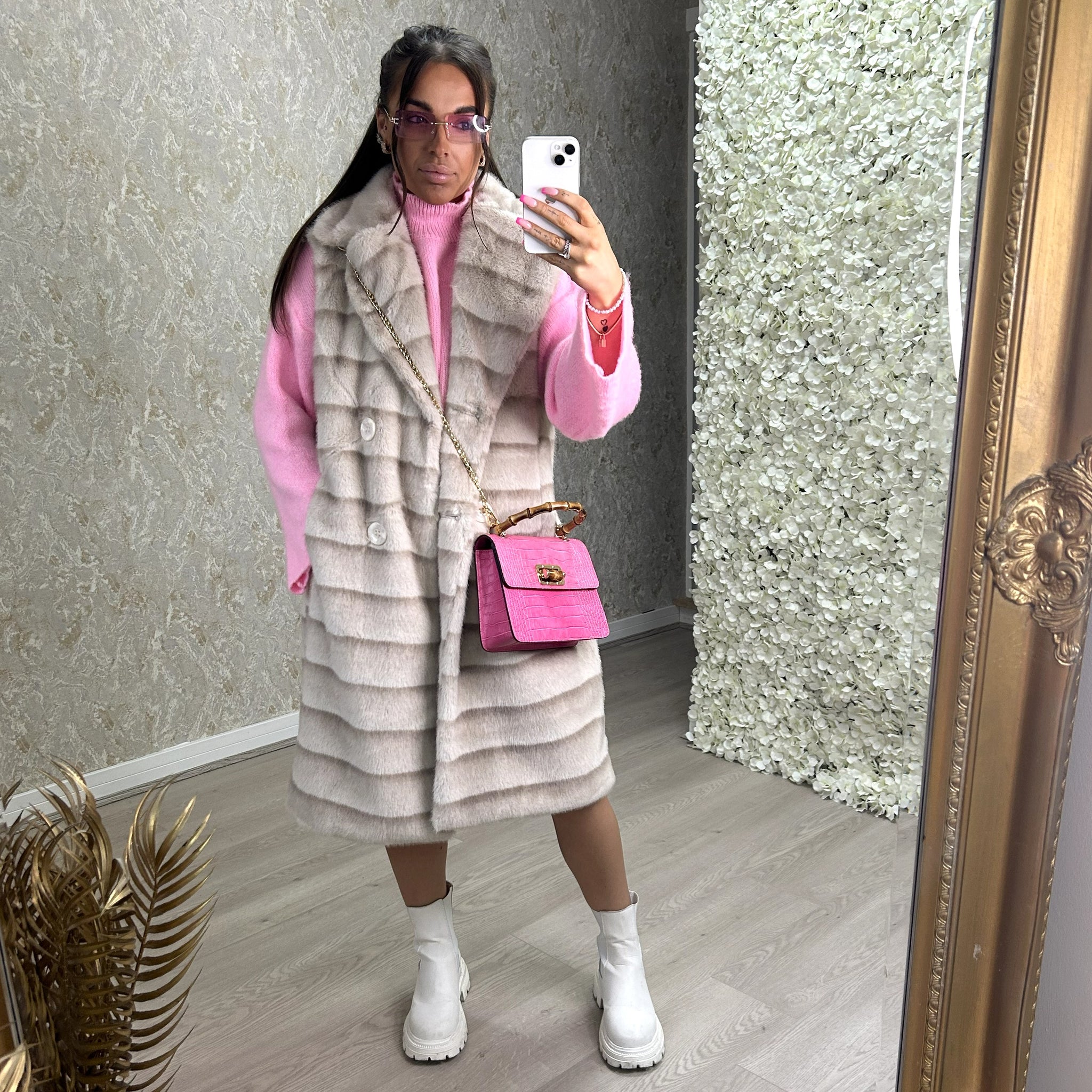 Luxury Shaded Faux Fur Long Gilet