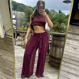 Ruffle Silk Trousers