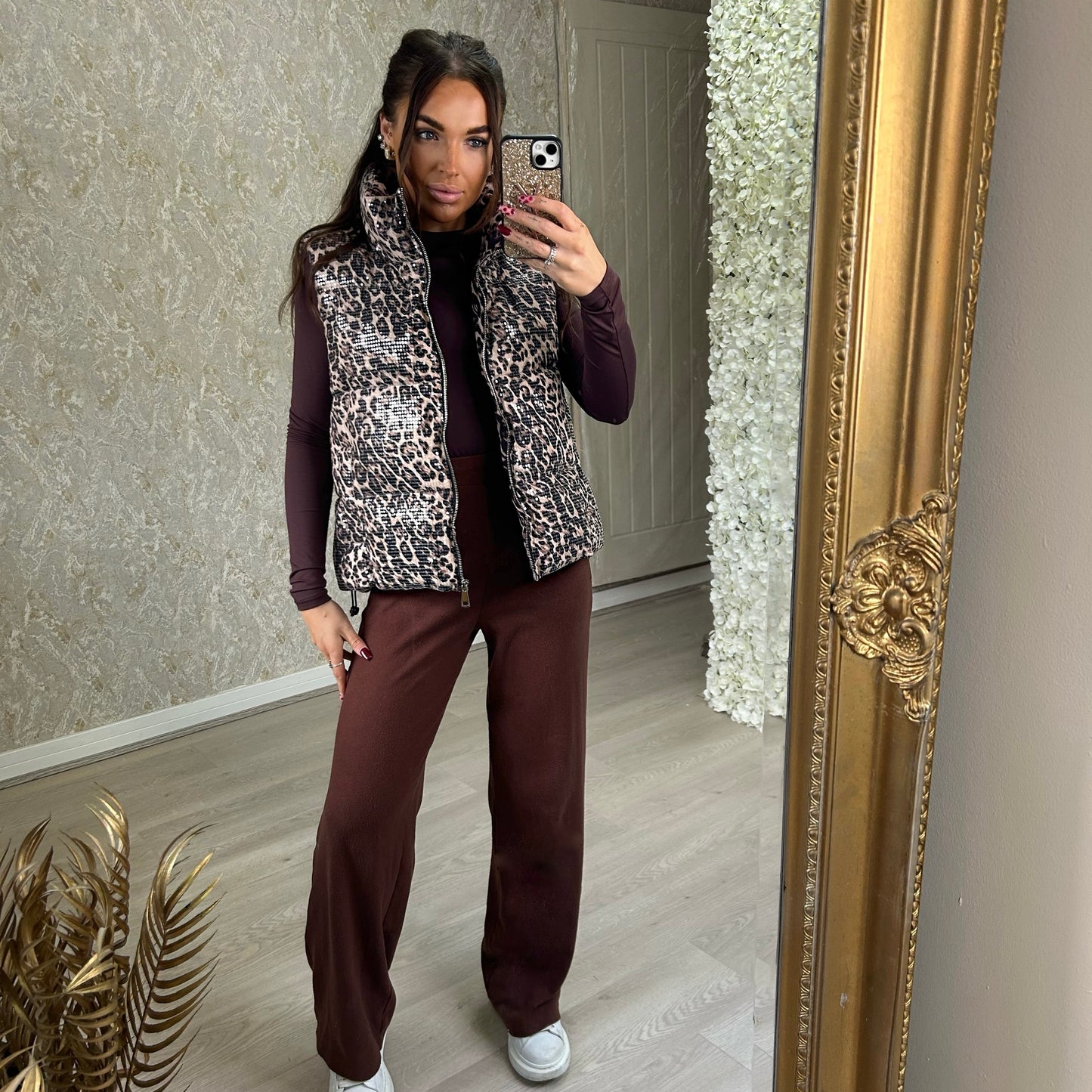 Sequin Leopard Gilet