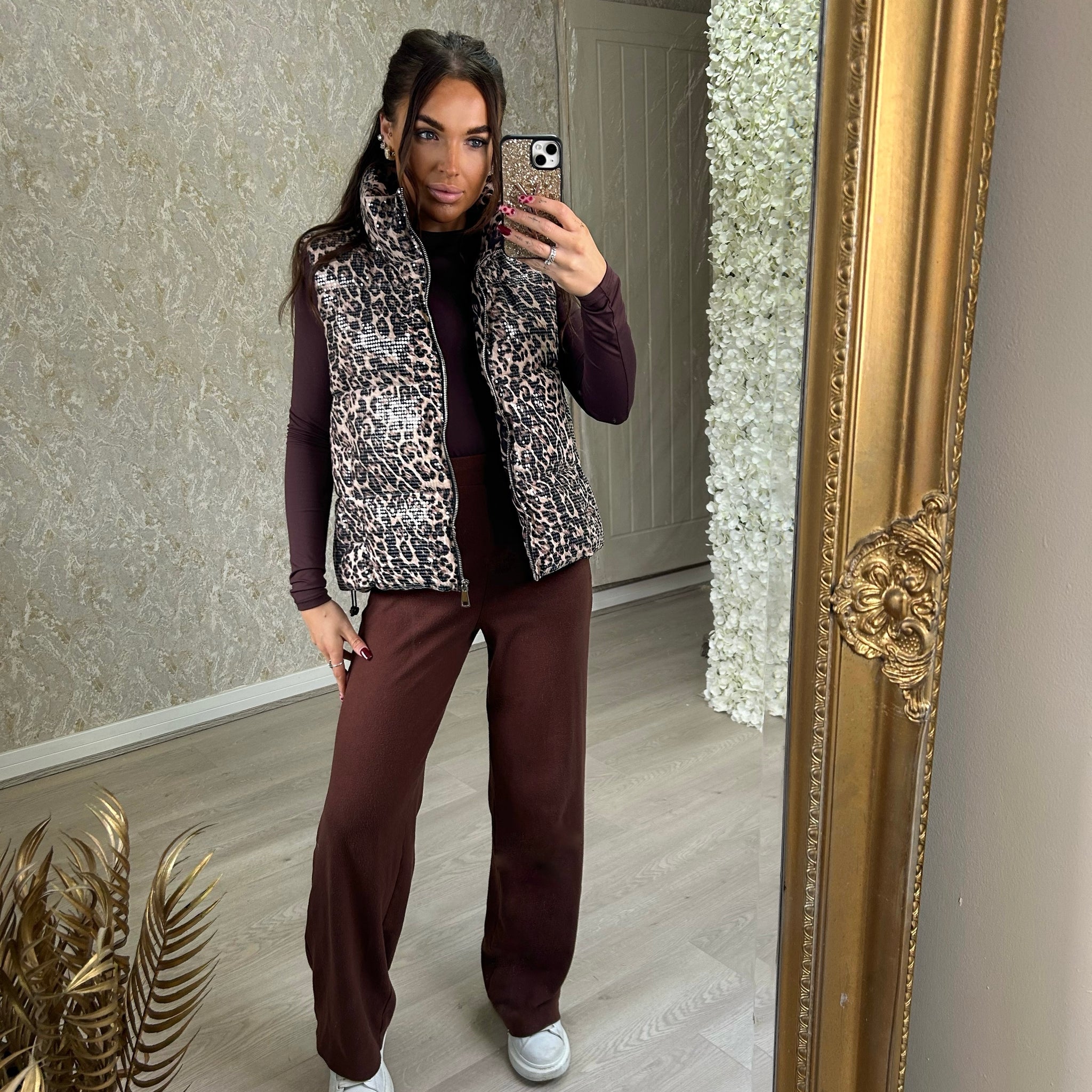 Sequin Leopard Gilet