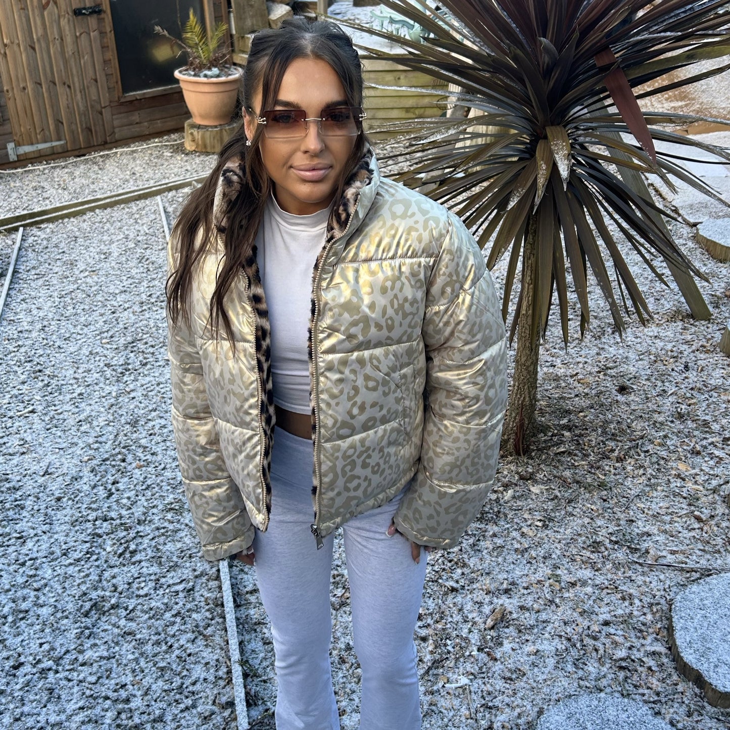 Leopard Metallic Or Fur Two In One Reversable Coat