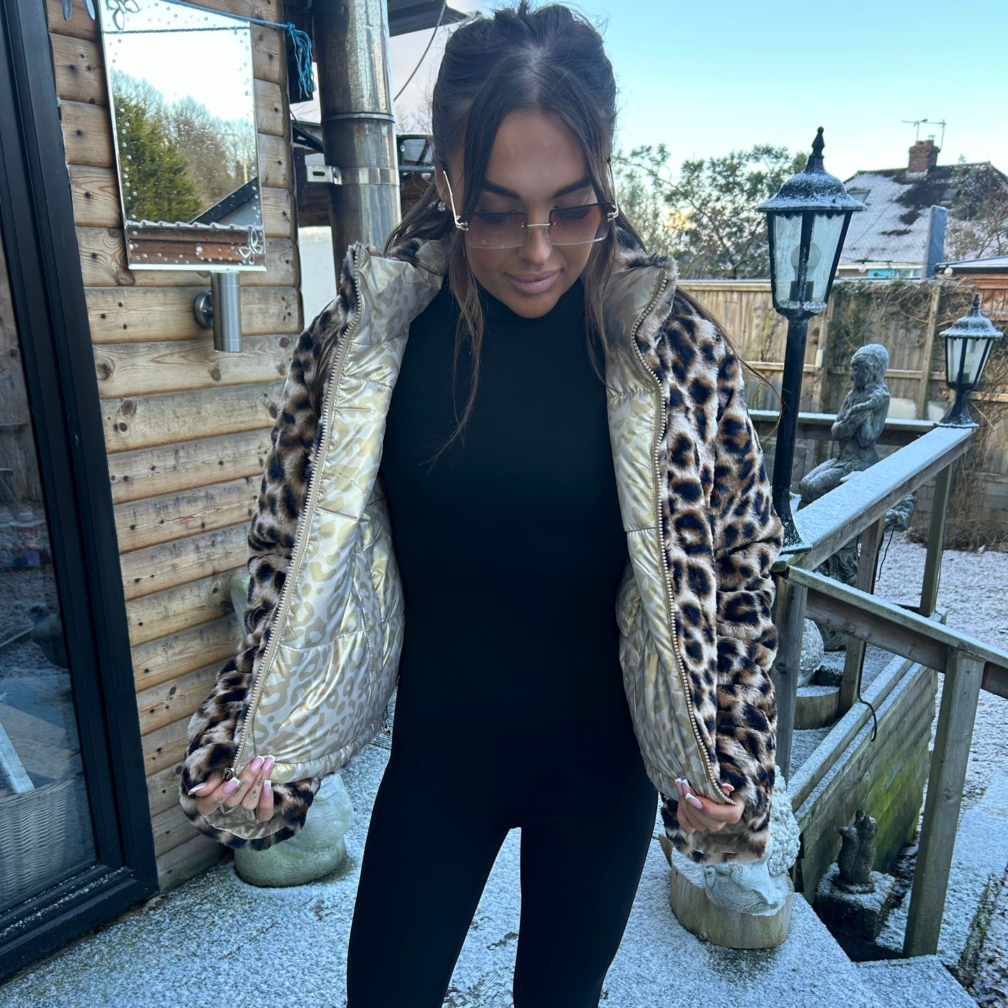 Leopard Metallic Or Fur Two In One Reversable Coat