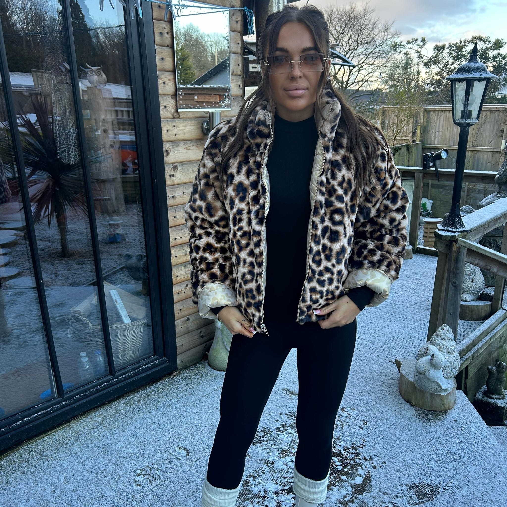 Leopard Metallic Or Fur Two In One Reversable Coat