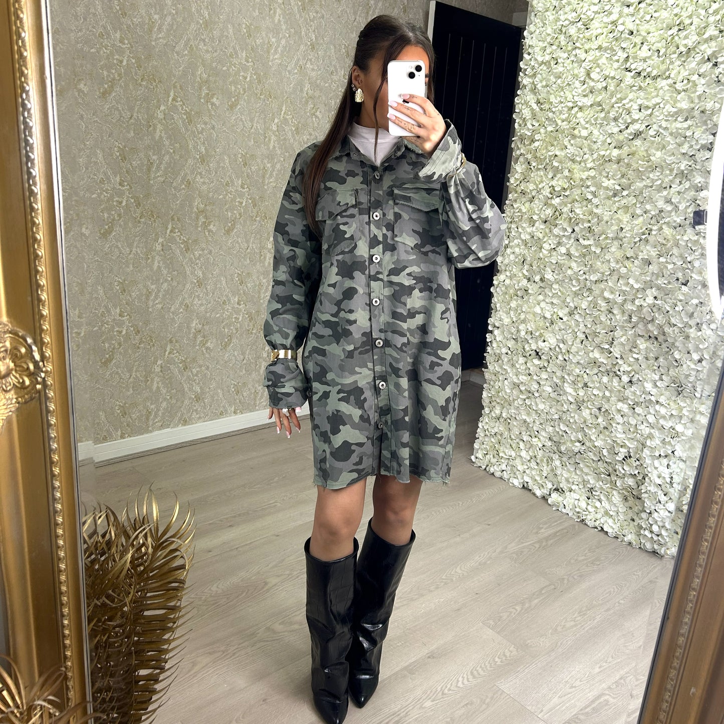 Camouflage Longline Shirt Dress / Jacket