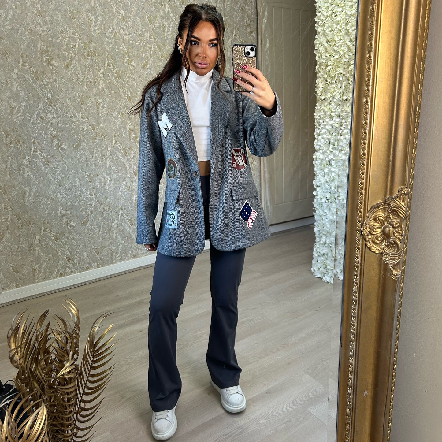 Varsity Blazer With Patch Work