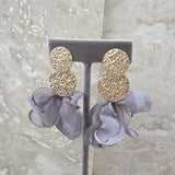 Textured Disc Earrings With Sheer Fabric Earrings