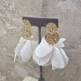 Textured Disc Earrings With Sheer Fabric Earrings