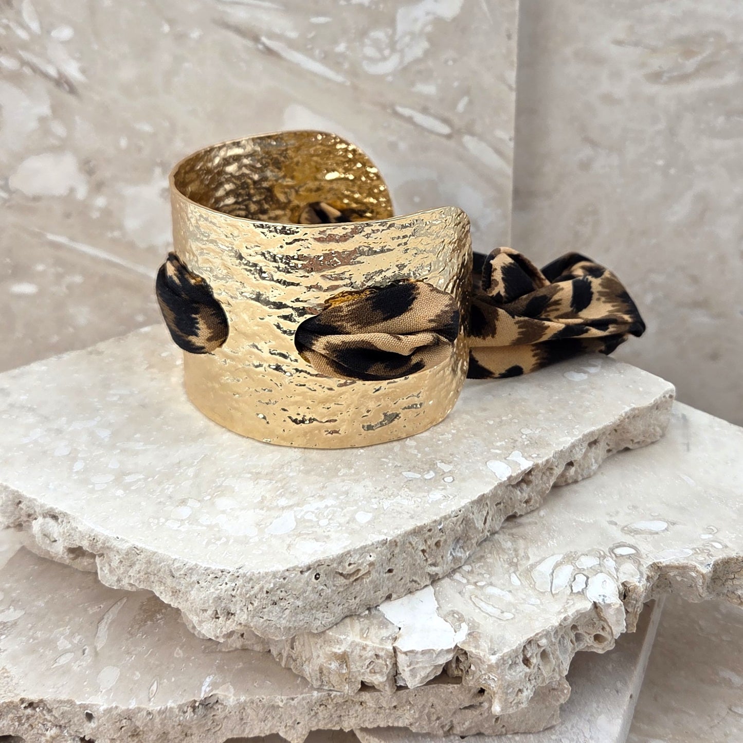 Larger Leopard Print Silky Tie Bracelet