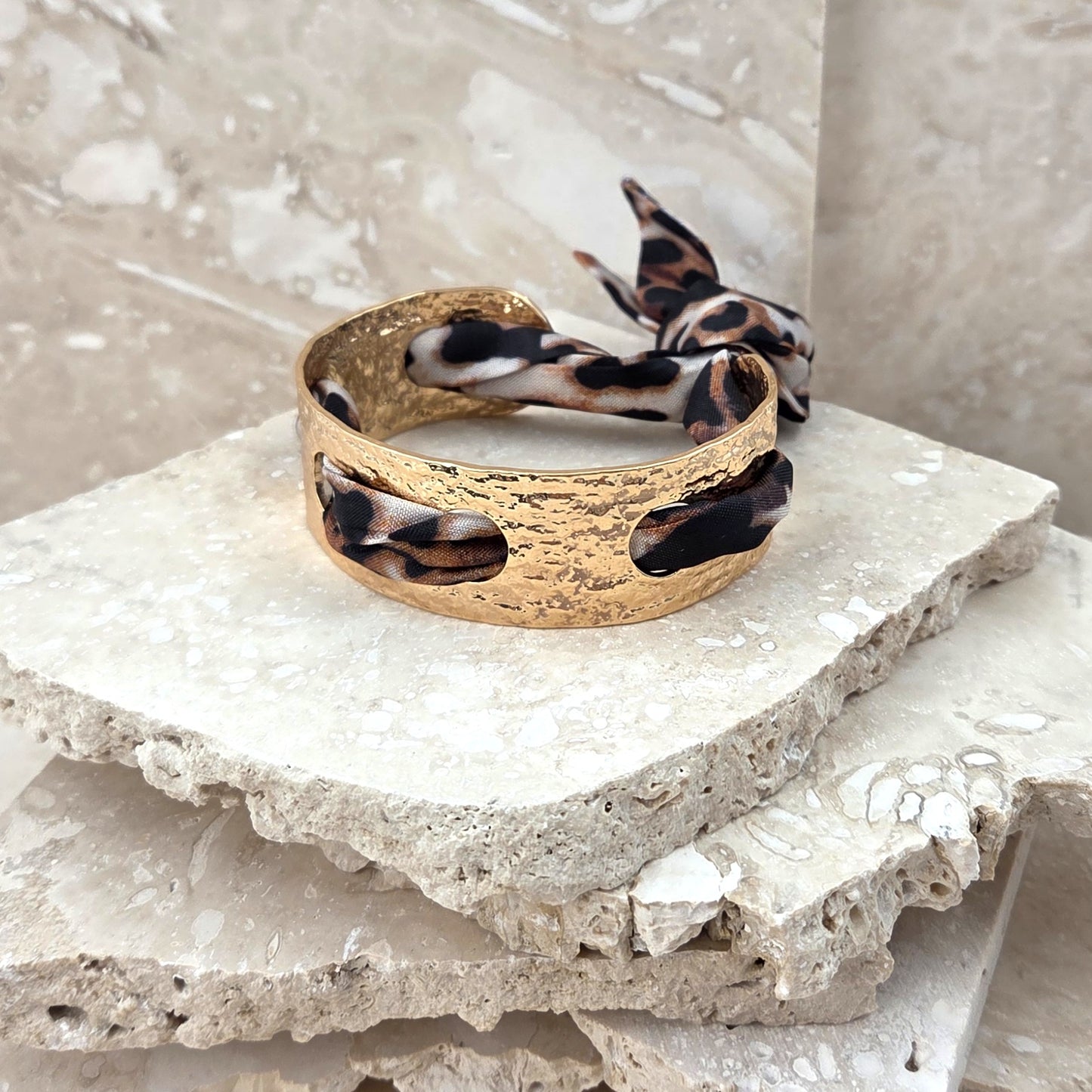 Smaller Leopard Print Silky Tie Bracelet