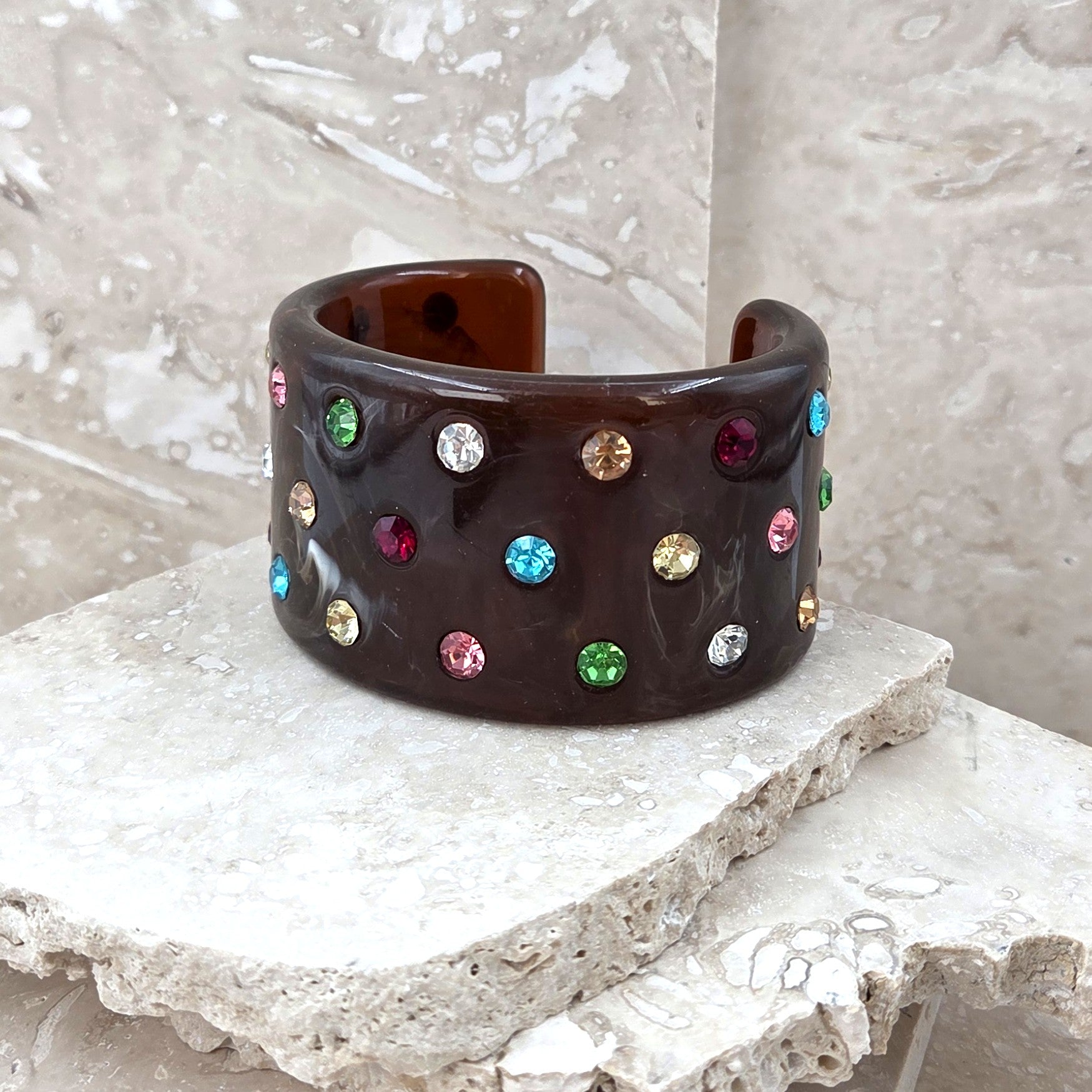 Resin Cuff With Multi Crystals