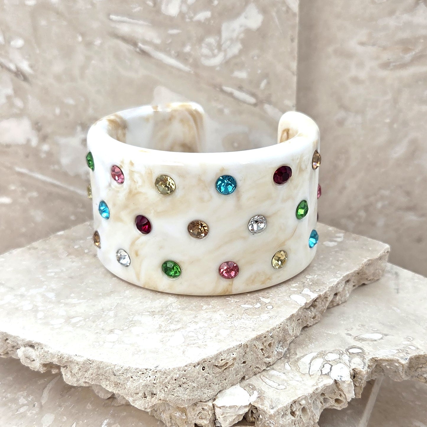 Resin Cuff With Multi Crystals